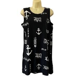 🛍 3/$18 Exist Black & White Print Knit Dress Swim Coverup Mini Nautical